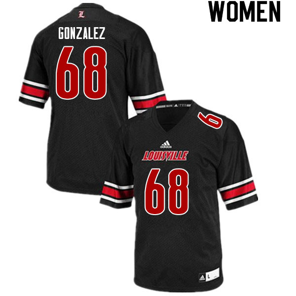 Women #68 Michael Gonzalez Louisville Cardinals College Football Jerseys Sale-Black - Click Image to Close
